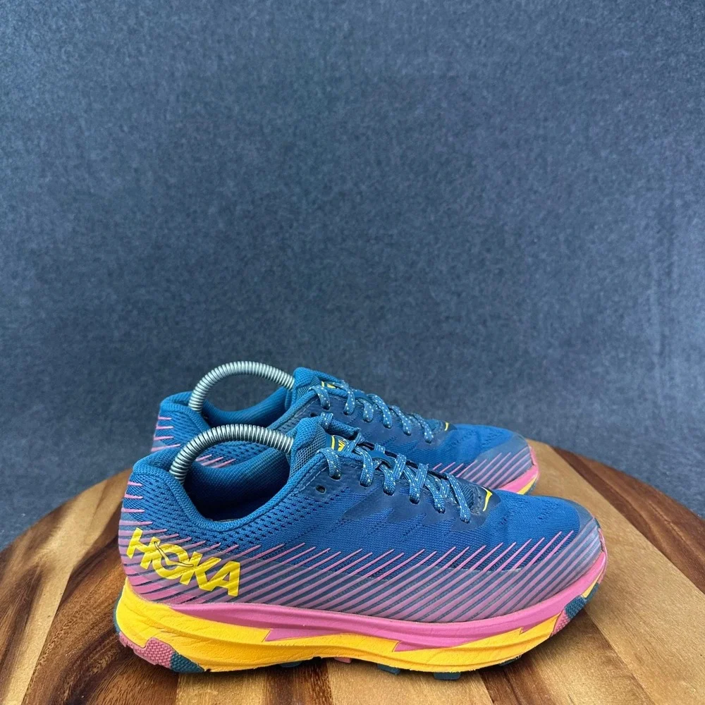 Hoka One One Torrent 2 Trail Running Shoes Womens Size 5 Real Teal Cantaloupe